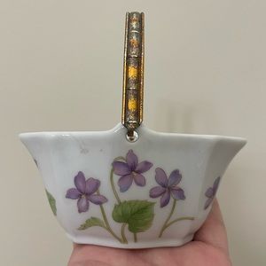 FB Rogers Silver Co “Countryside Violet” Porcelain Trinket Basket